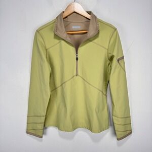 Athleta‎ Half Zip Soft Shell Jacket Pullover Women Medium Yellow Green Stretch